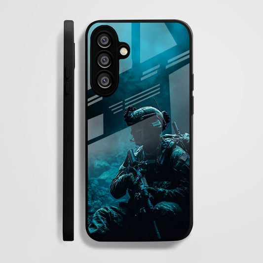 Samsung Galaxy A56 Premium Acrylic Shockproof Glass Back Case (Soldier Case)