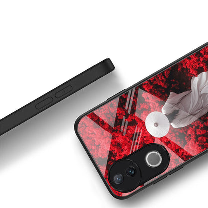Vivo V50 5G Premium Acrylic Shockproof Glass Back Case (Red Blossoms)