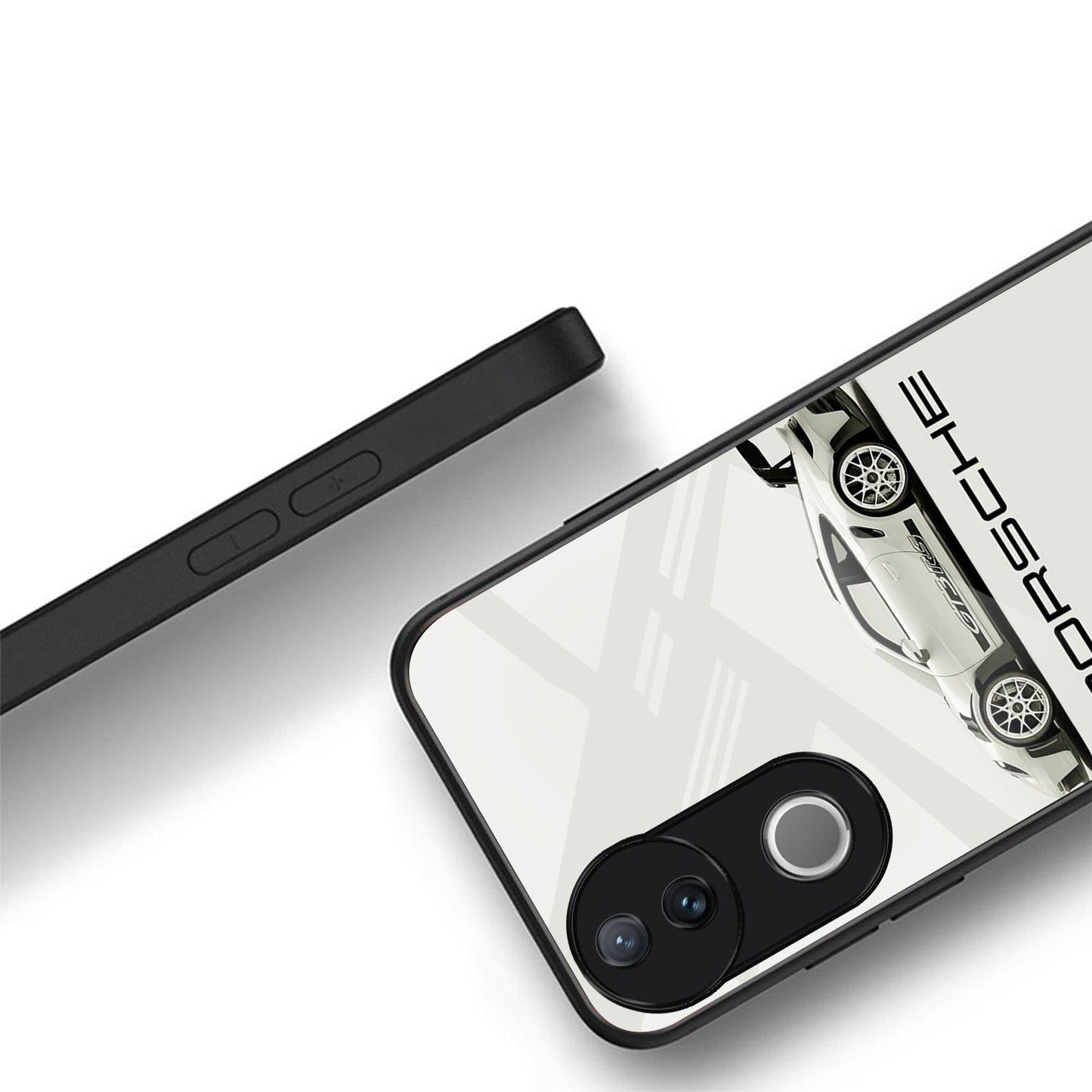 Vivo V50 5G Premium Acrylic Shockproof Glass Back Case ( White Porsche )