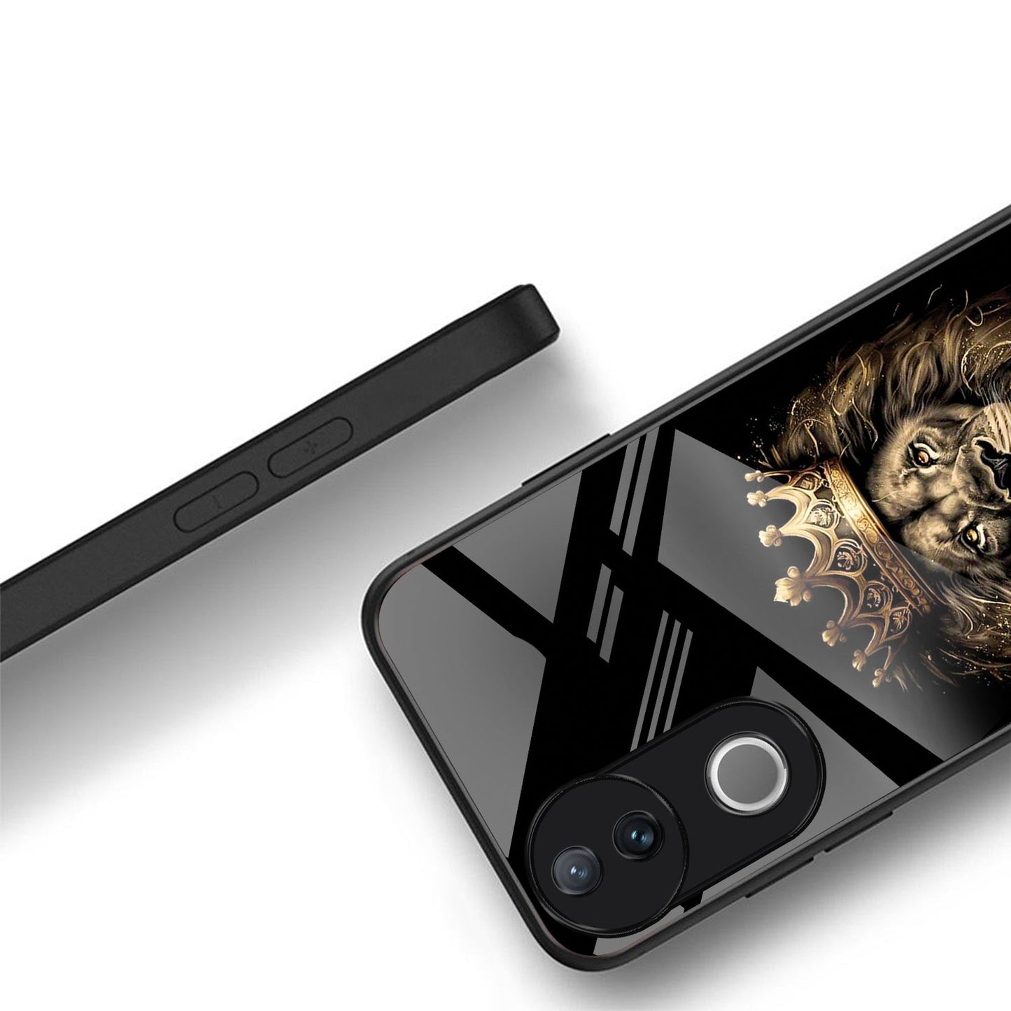 Vivo V50 5G Premium Acrylic Shockproof Glass Back Case (Crowned Lion)