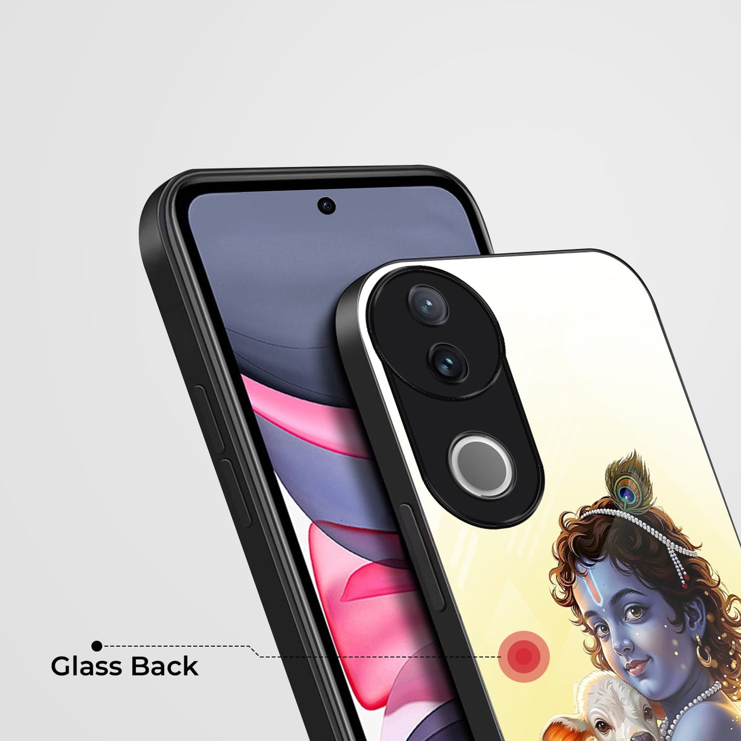 Vivo V50 5G Premium Acrylic Shockproof Glass Back Case (Cute Krishna)