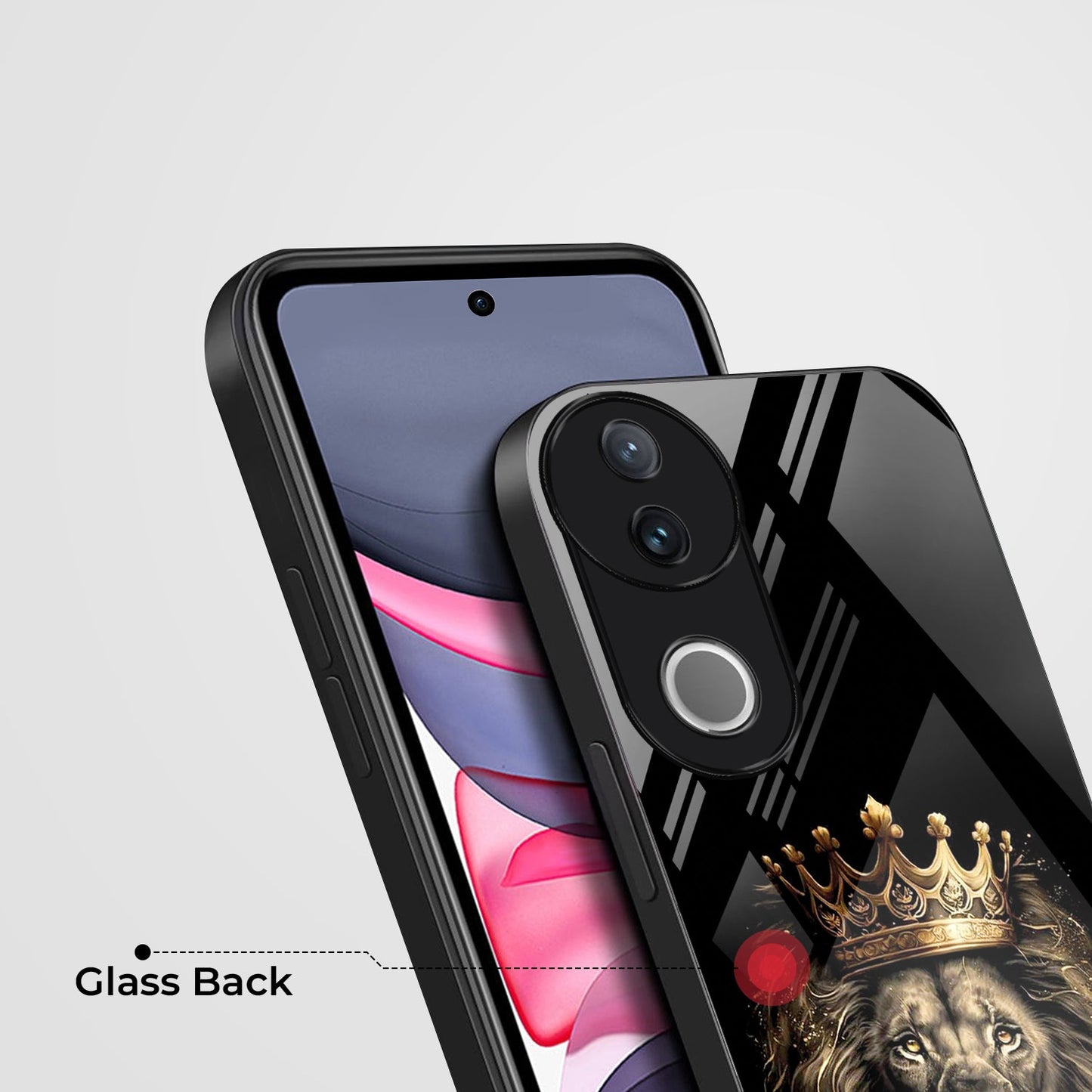 Vivo V50 5G Premium Acrylic Shockproof Glass Back Case (Crowned Lion)