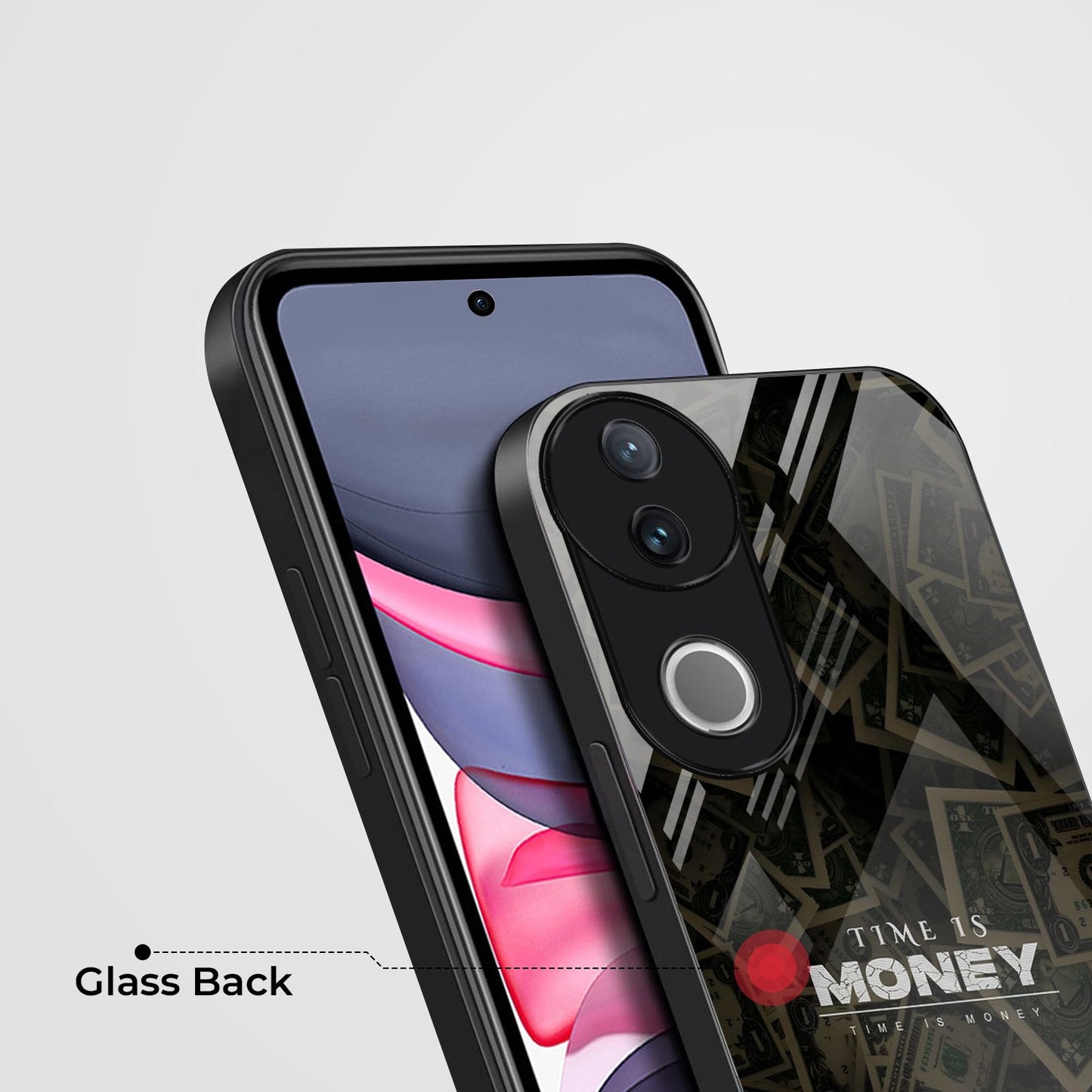 Vivo V50 5G Premium Acrylic Shockproof Glass Back Case (Time is Money)