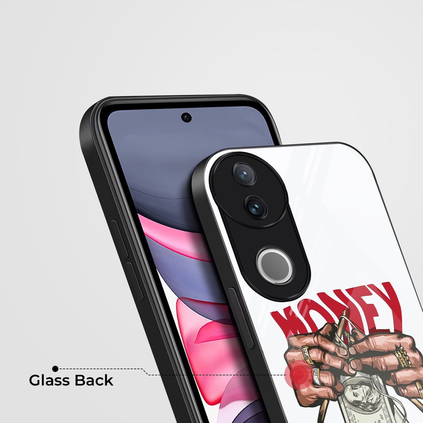 Vivo V50 5G Premium Acrylic Shockproof Glass Back Case (Money Maker)