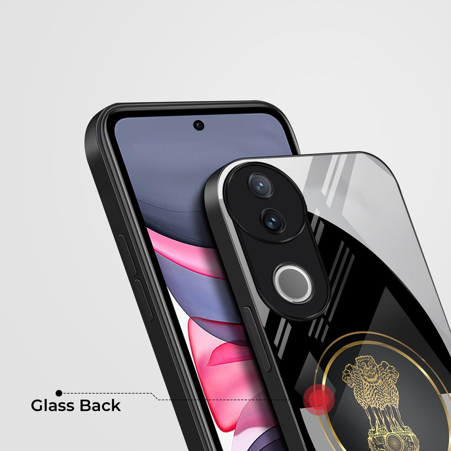 Vivo V50 5G Premium Acrylic Shockproof Glass Back Case (Satyamev Noir)