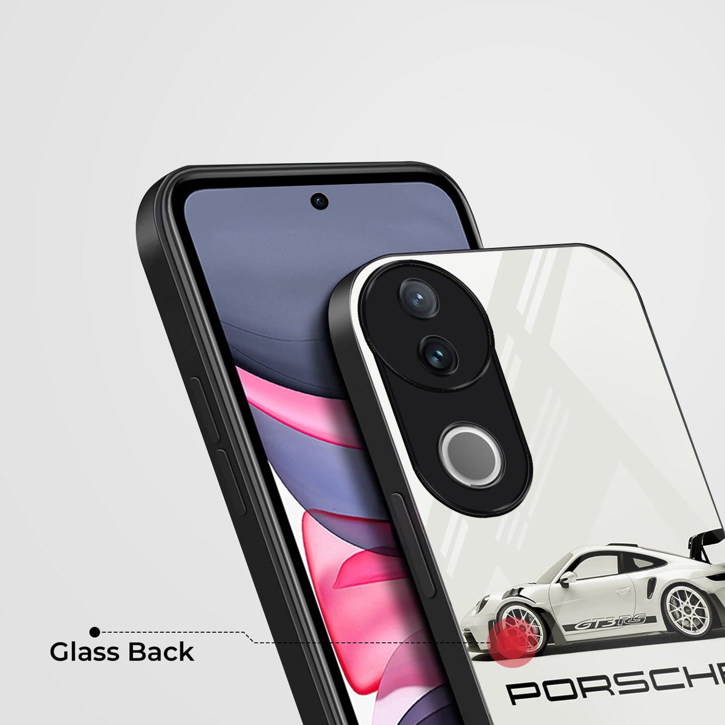 Vivo V50 5G Premium Acrylic Shockproof Glass Back Case ( White Porsche )
