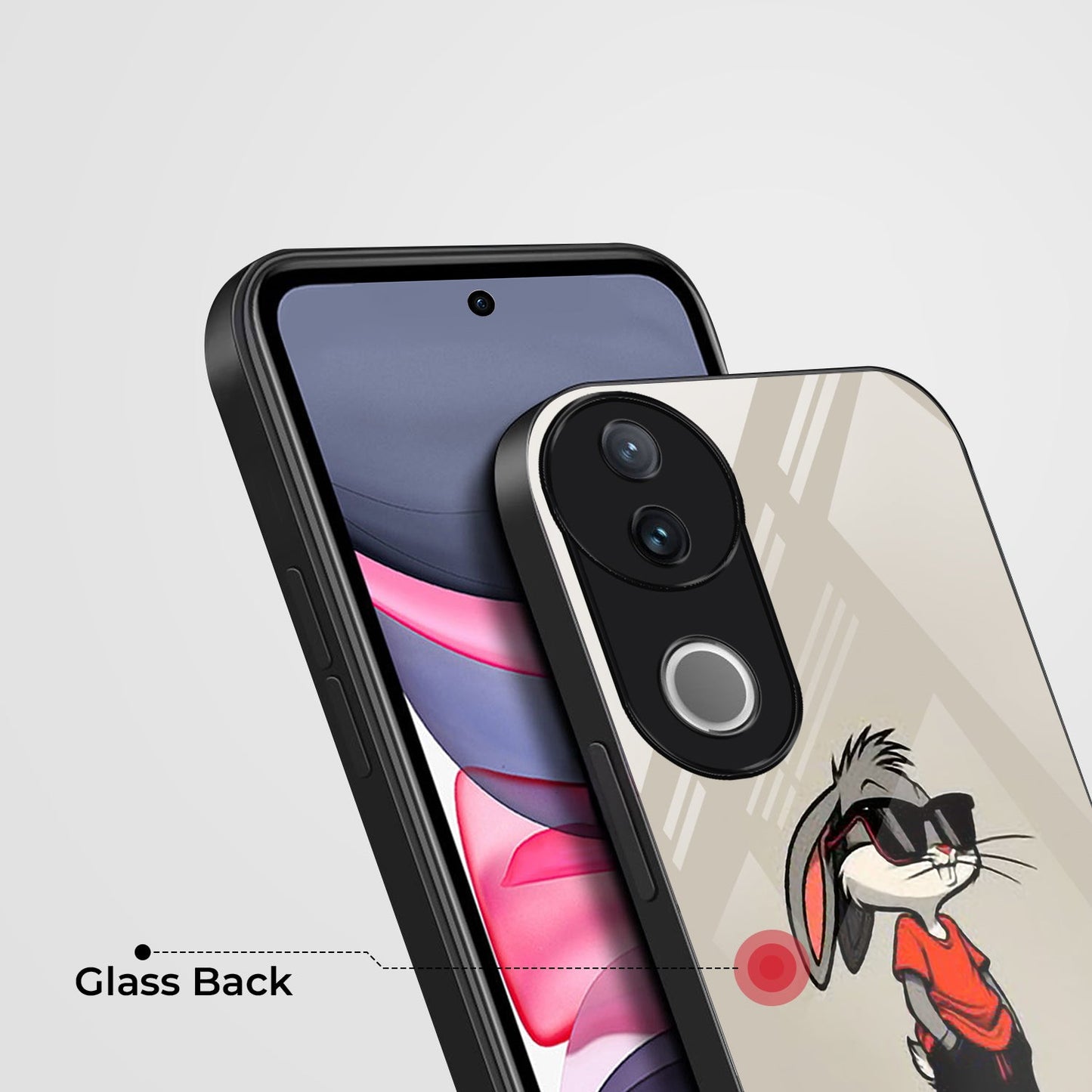 Vivo V50 5G Premium Acrylic Shockproof Glass Back Case (Bunny Case)