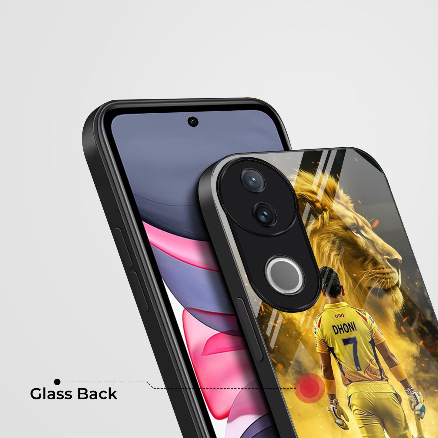 Vivo V50 5G Premium Acrylic Shockproof Glass Back Case (Dhoni)