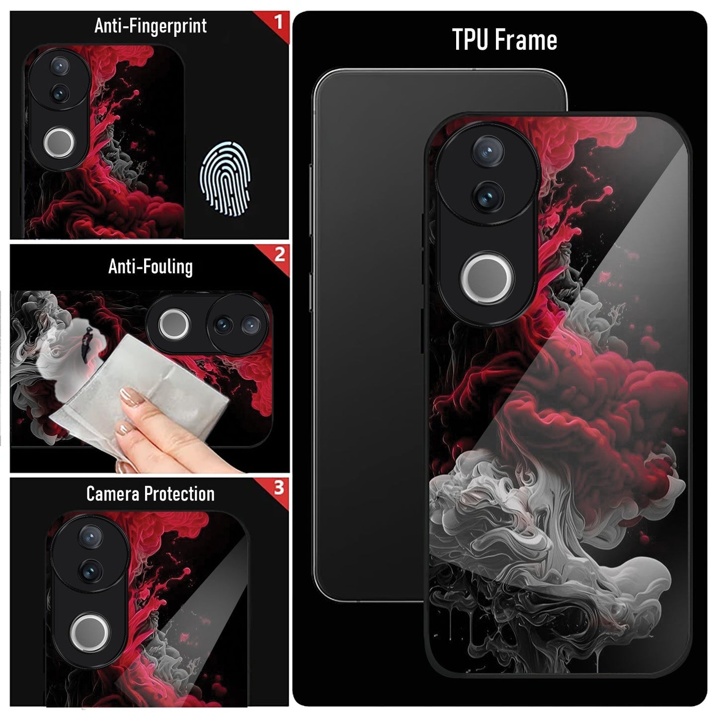 Vivo V50 5G Premium Acrylic Shockproof Glass Back Case (Infernal Drift)