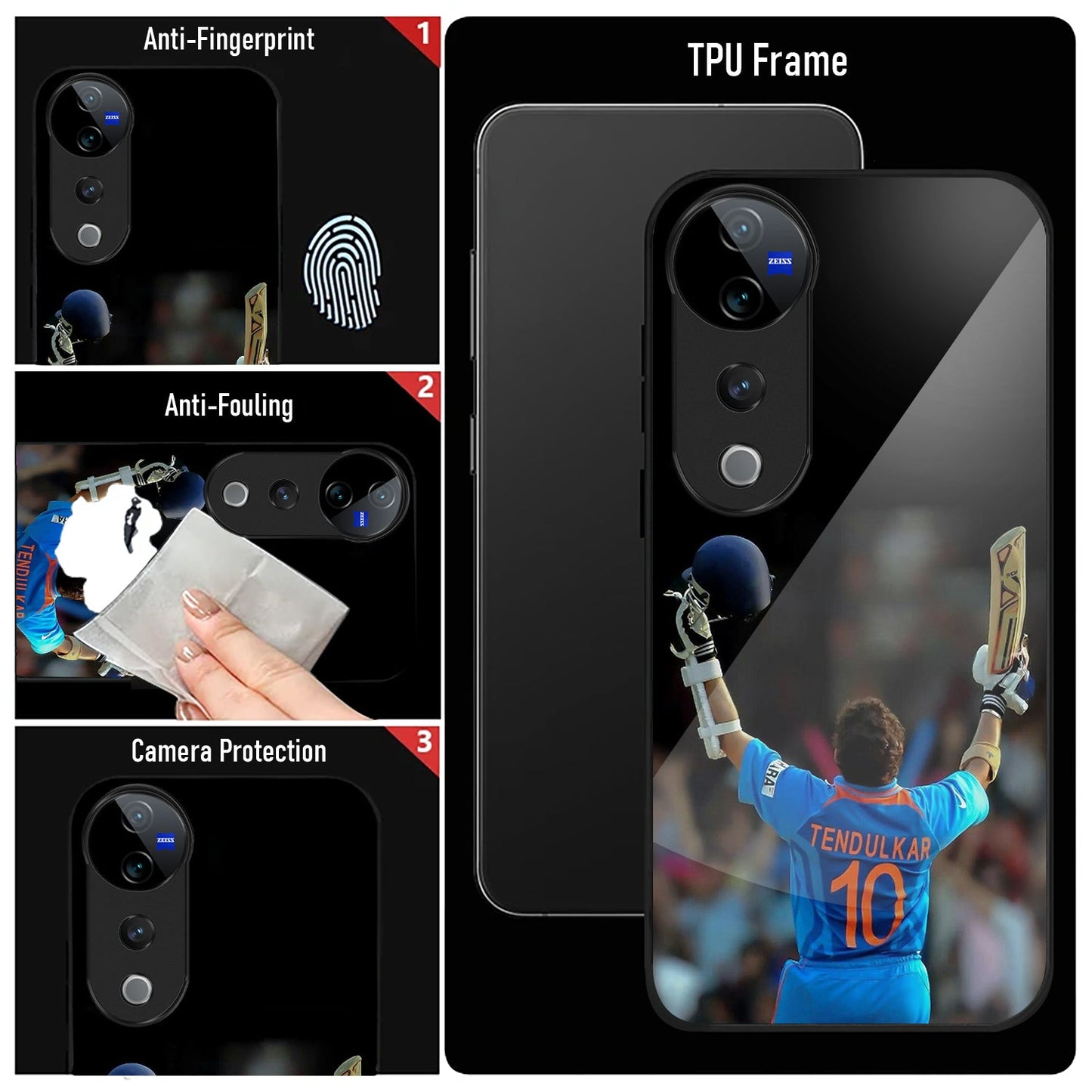 Vivo V40 Pro 5G Premium Acrylic Shockproof Glass Back Case (Tendulkar)
