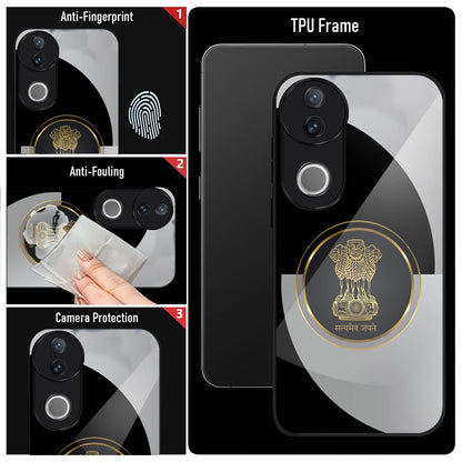 Vivo V50 5G Premium Acrylic Shockproof Glass Back Case (Satyamev Noir)