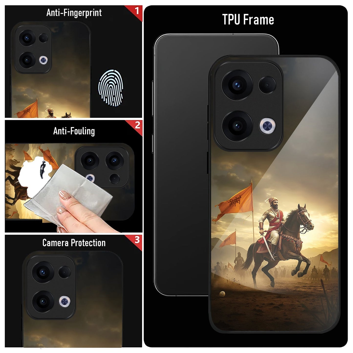 Oppo Reno 13 5G Premium Acrylic Shockproof Glass Back Case (Maratha Pride)