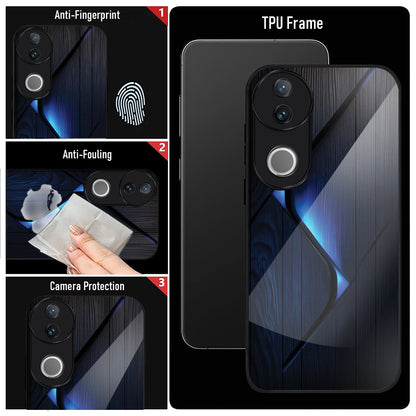 Vivo V50 5G Premium Acrylic Shockproof Glass Back Case (Blue Gradient)