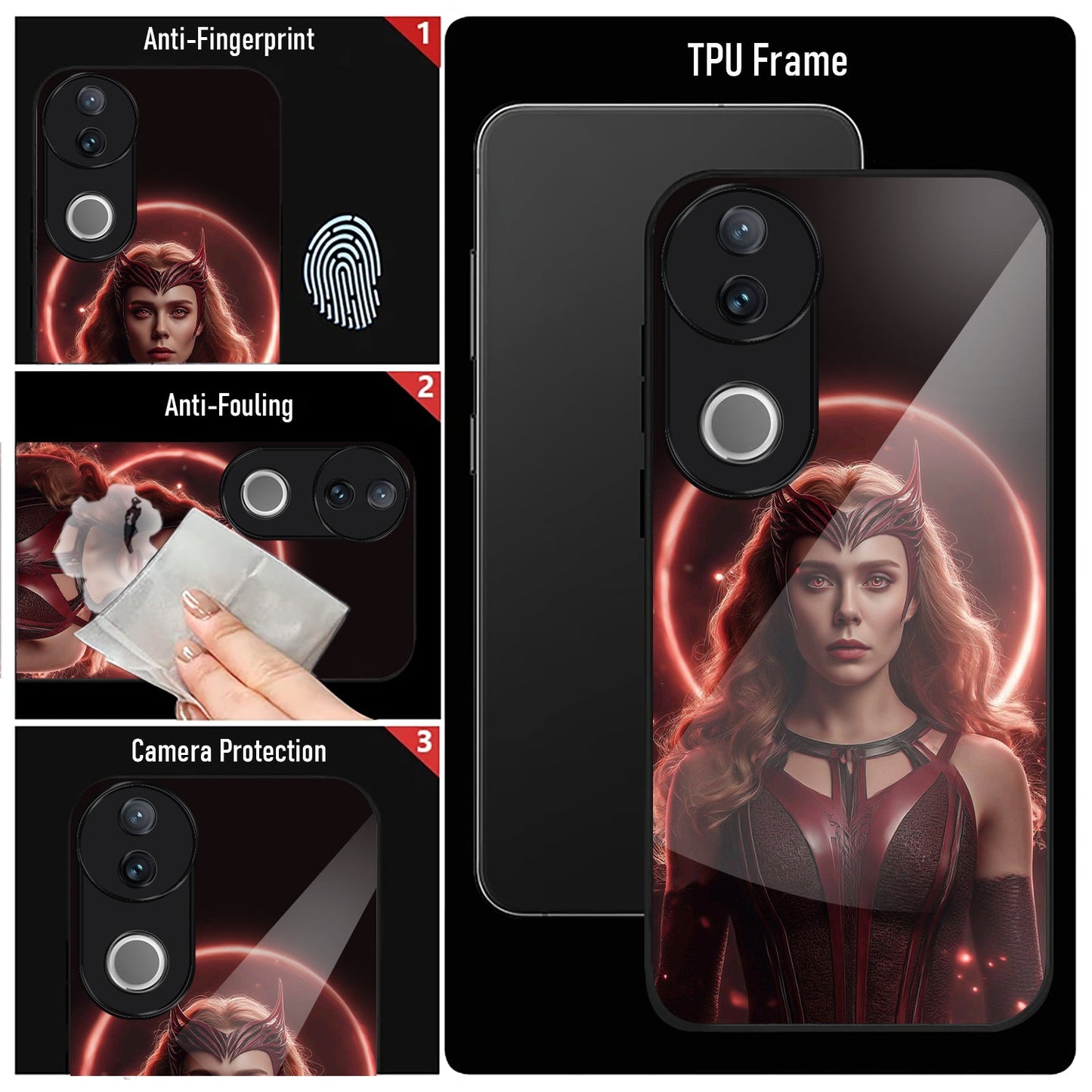 Vivo V50 5G Premium Acrylic Shockproof Glass Back Case (Scarlet Witch)