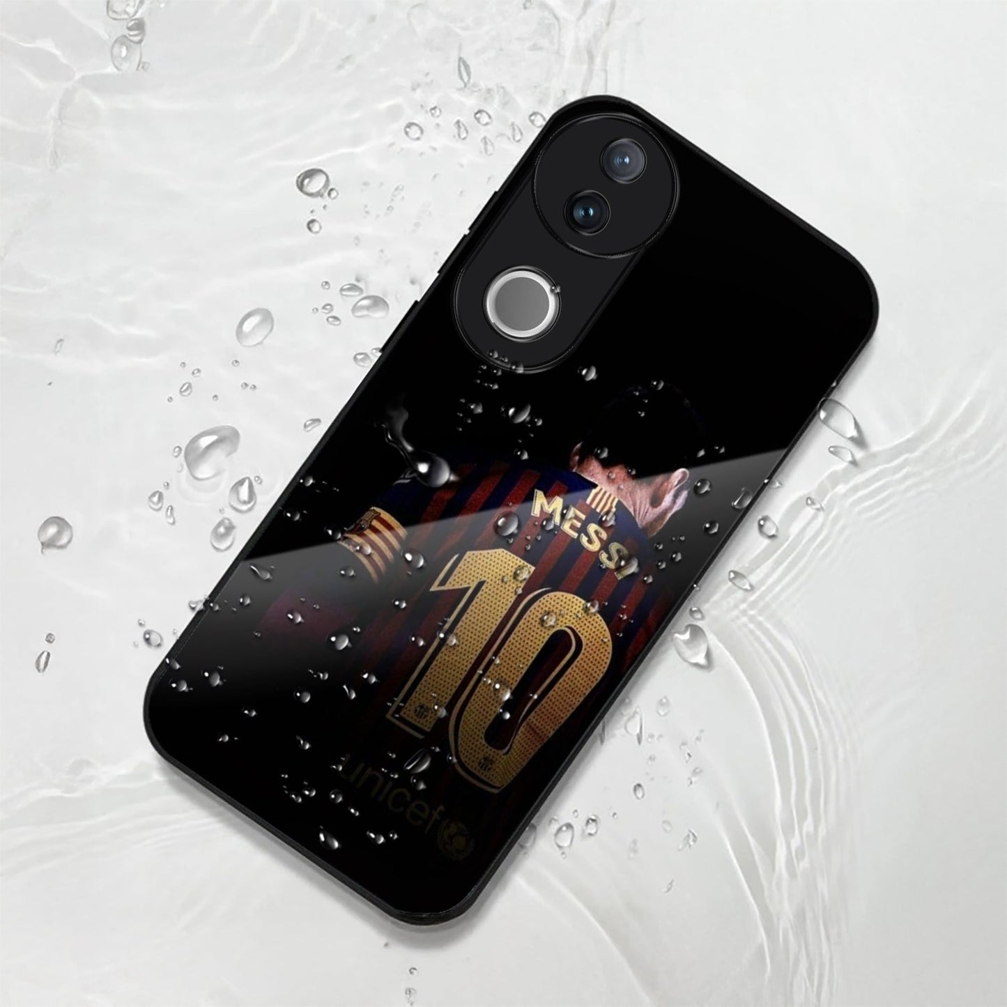 Vivo V50 5G Premium Acrylic Shockproof Glass Back Case (Messi)