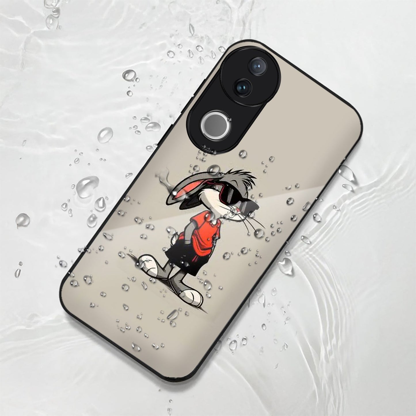 Vivo V50 5G Premium Acrylic Shockproof Glass Back Case (Bunny Case)