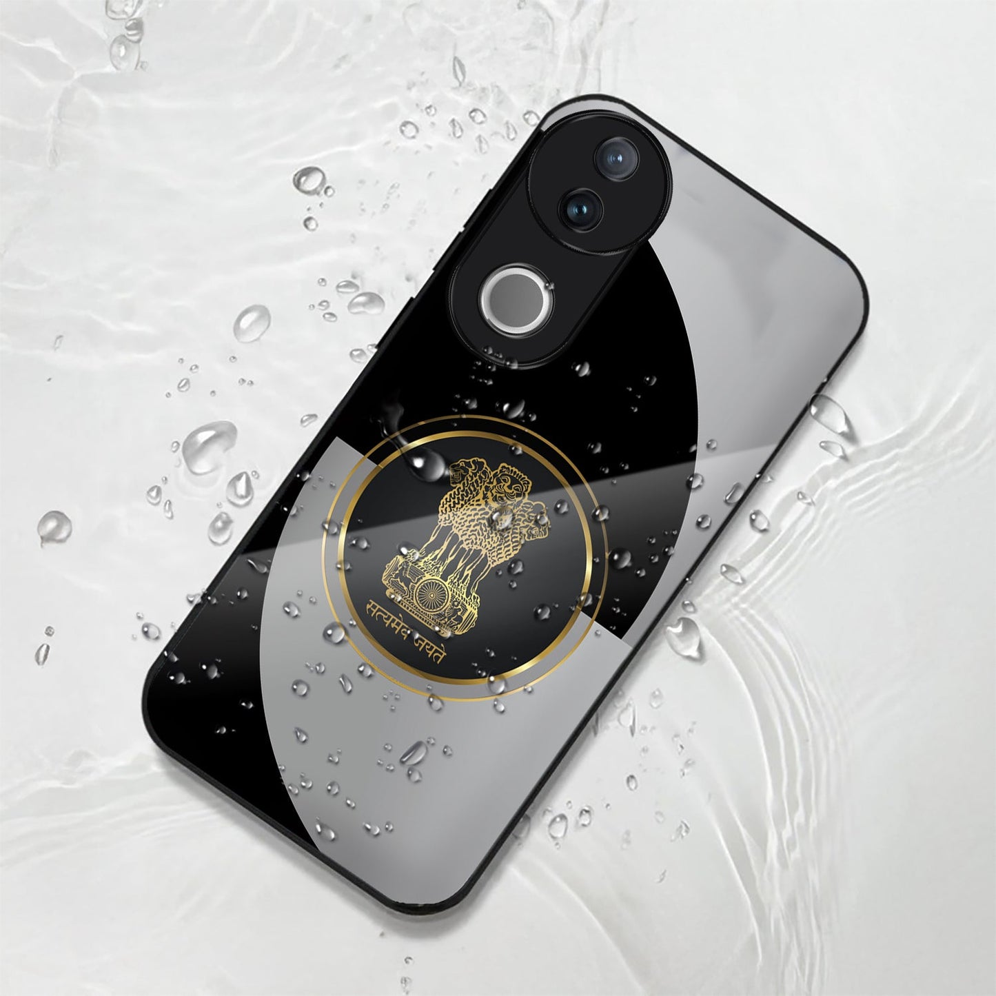 Vivo V50 5G Premium Acrylic Shockproof Glass Back Case (Satyamev Noir)