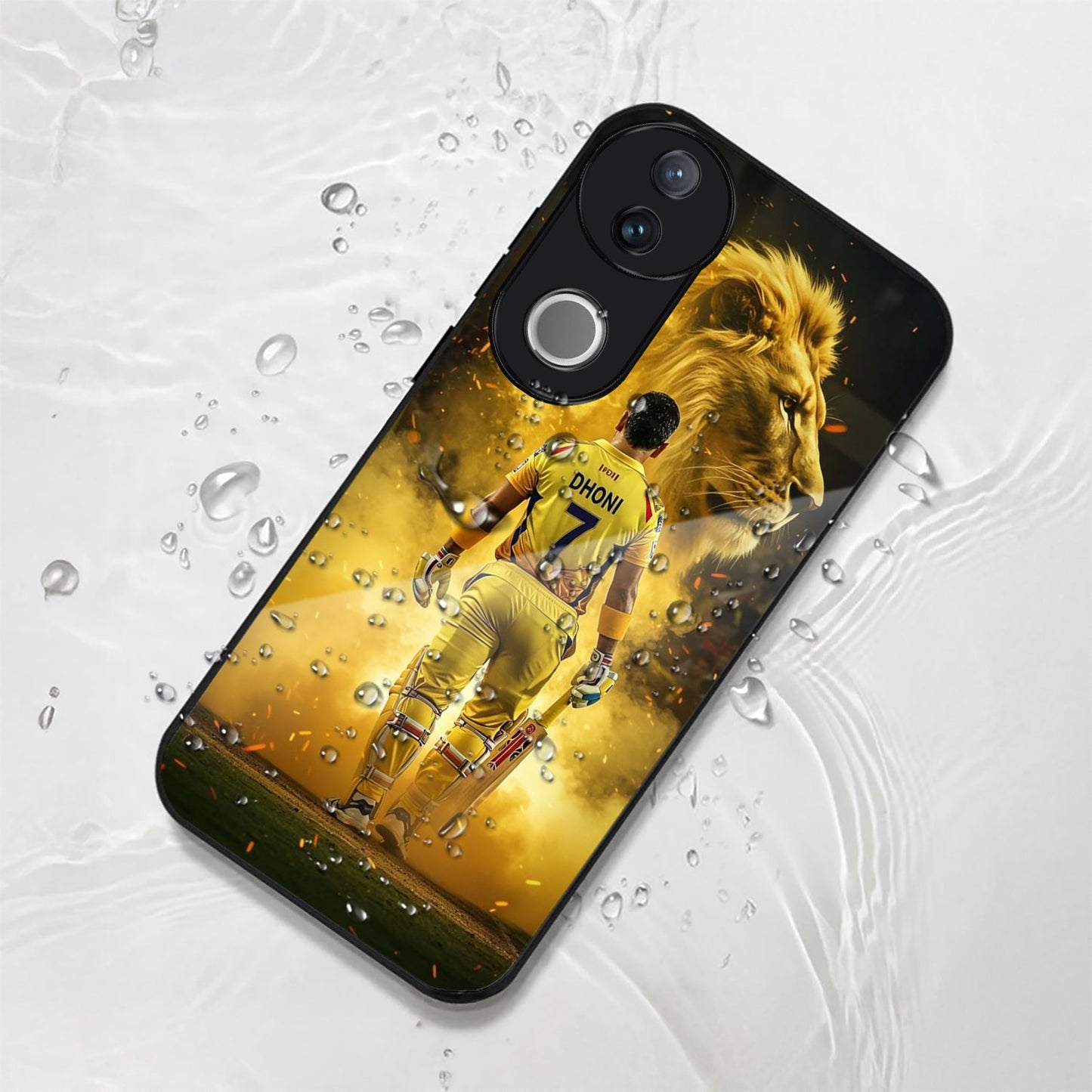 Vivo V50 5G Premium Acrylic Shockproof Glass Back Case (Dhoni)