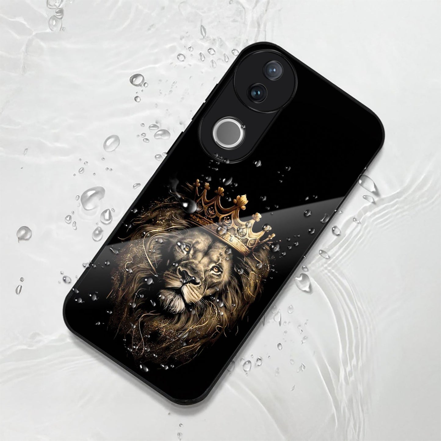 Vivo V50 5G Premium Acrylic Shockproof Glass Back Case (Crowned Lion)