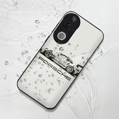 Vivo V50 5G Premium Acrylic Shockproof Glass Back Case ( White Porsche )