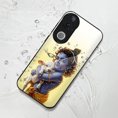 Vivo V50 5G Premium Acrylic Shockproof Glass Back Case (Cute Krishna)