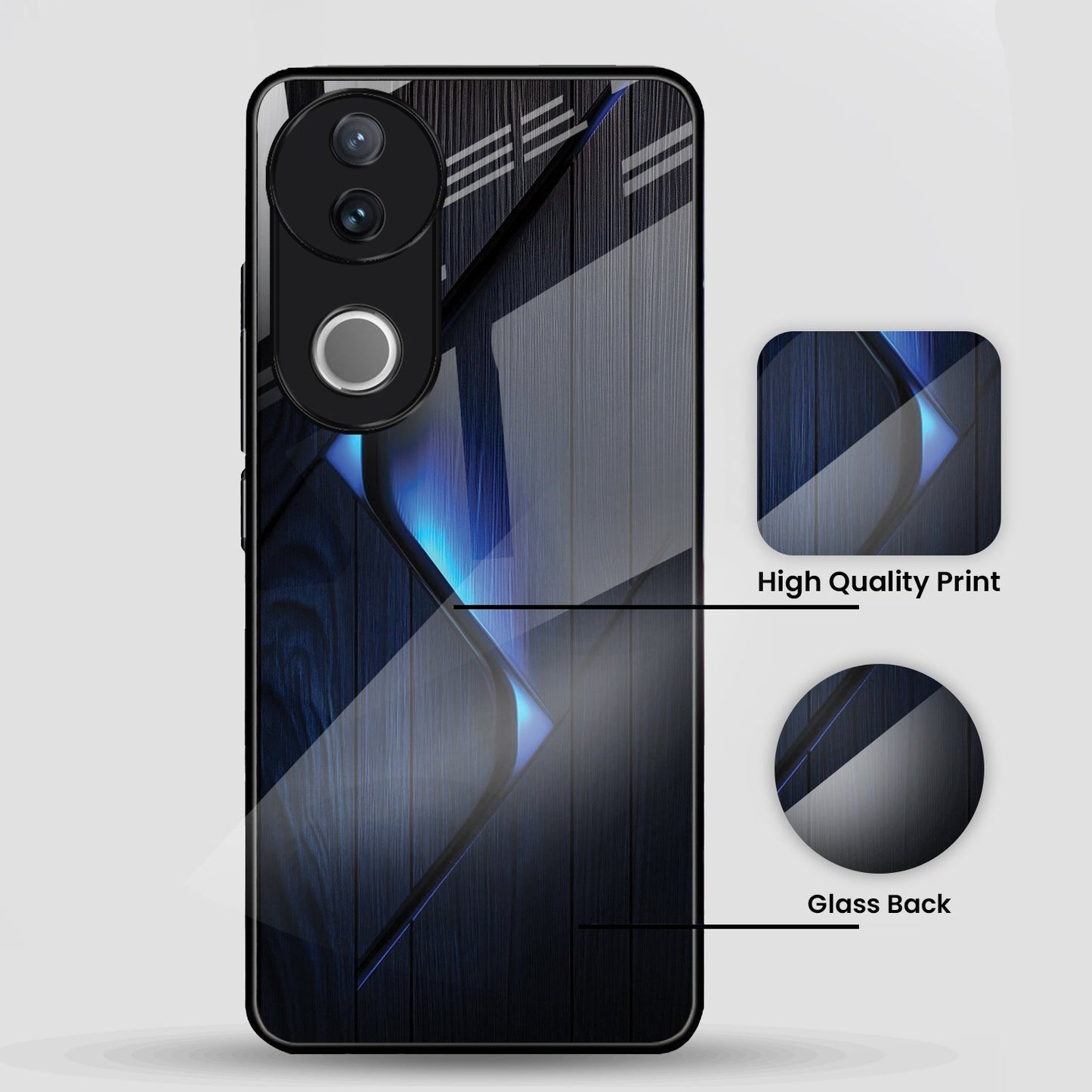 Vivo V50 5G Premium Acrylic Shockproof Glass Back Case (Blue Gradient)