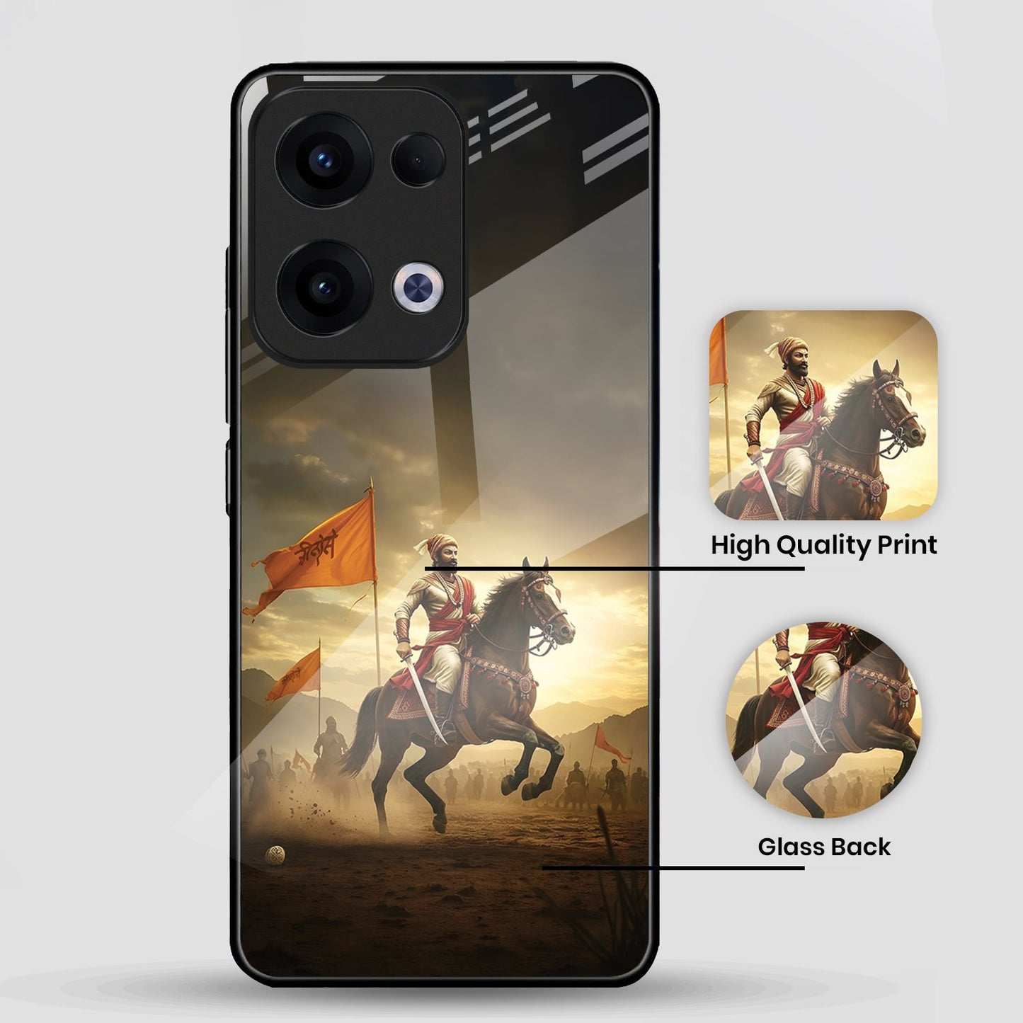 Oppo Reno 13 5G Premium Acrylic Shockproof Glass Back Case (Maratha Pride)