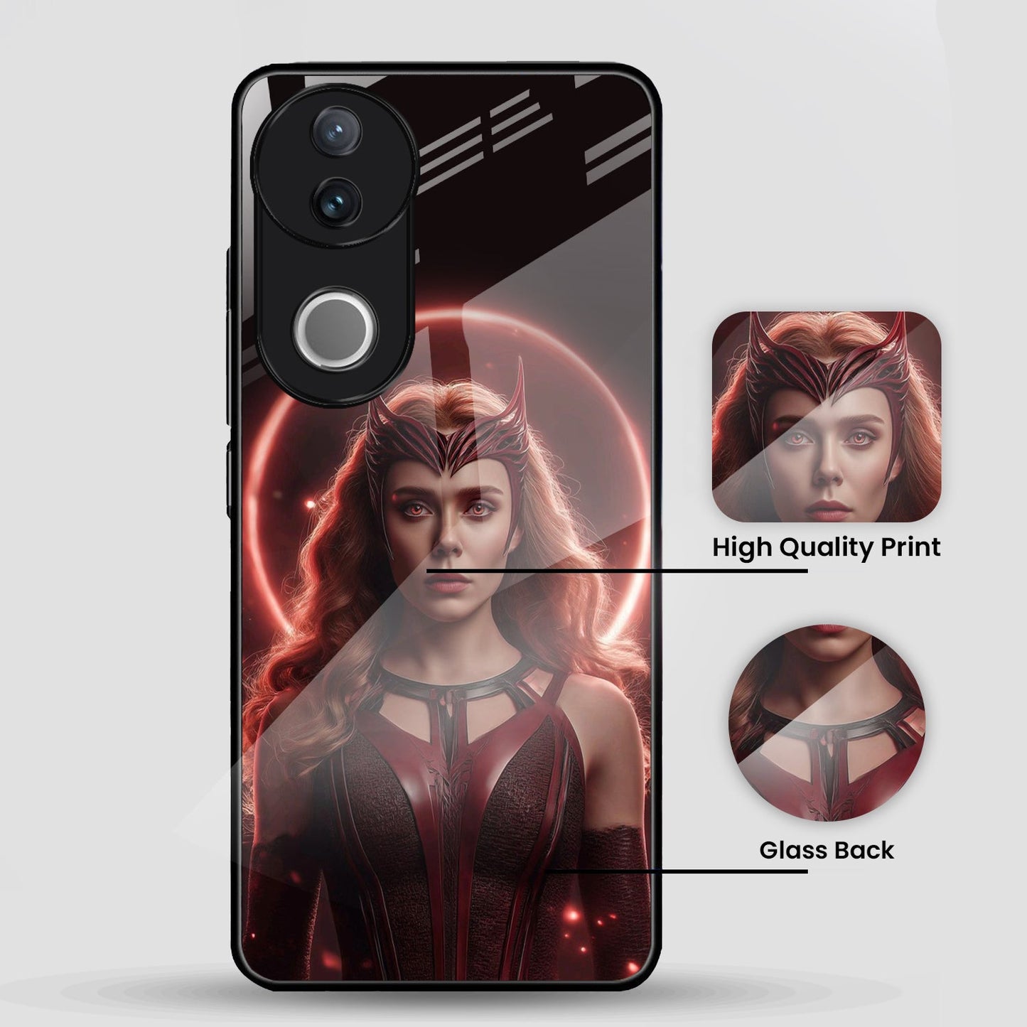 Vivo V50 5G Premium Acrylic Shockproof Glass Back Case (Scarlet Witch)
