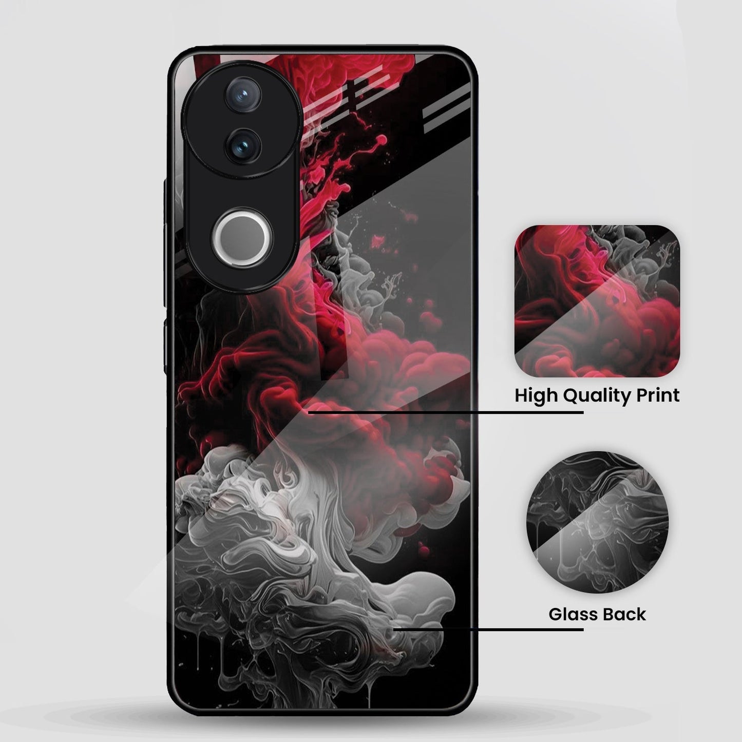 Vivo V50 5G Premium Acrylic Shockproof Glass Back Case (Infernal Drift)