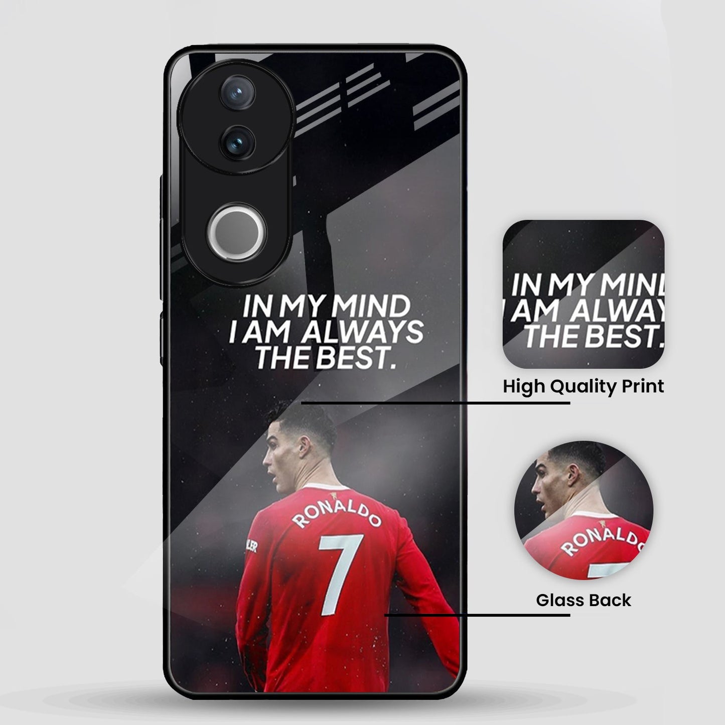 Vivo V50 5G Premium Acrylic Shockproof Glass Back Case (Ronaldo Case)