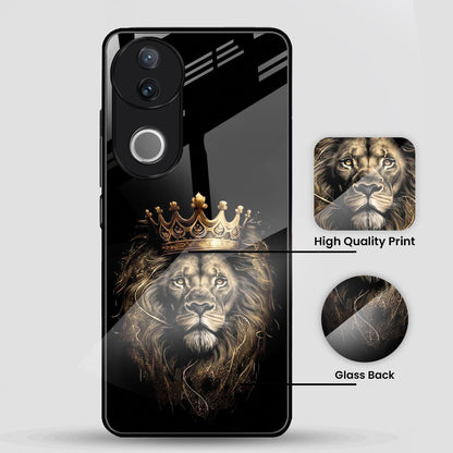Vivo V50 5G Premium Acrylic Shockproof Glass Back Case (Crowned Lion)