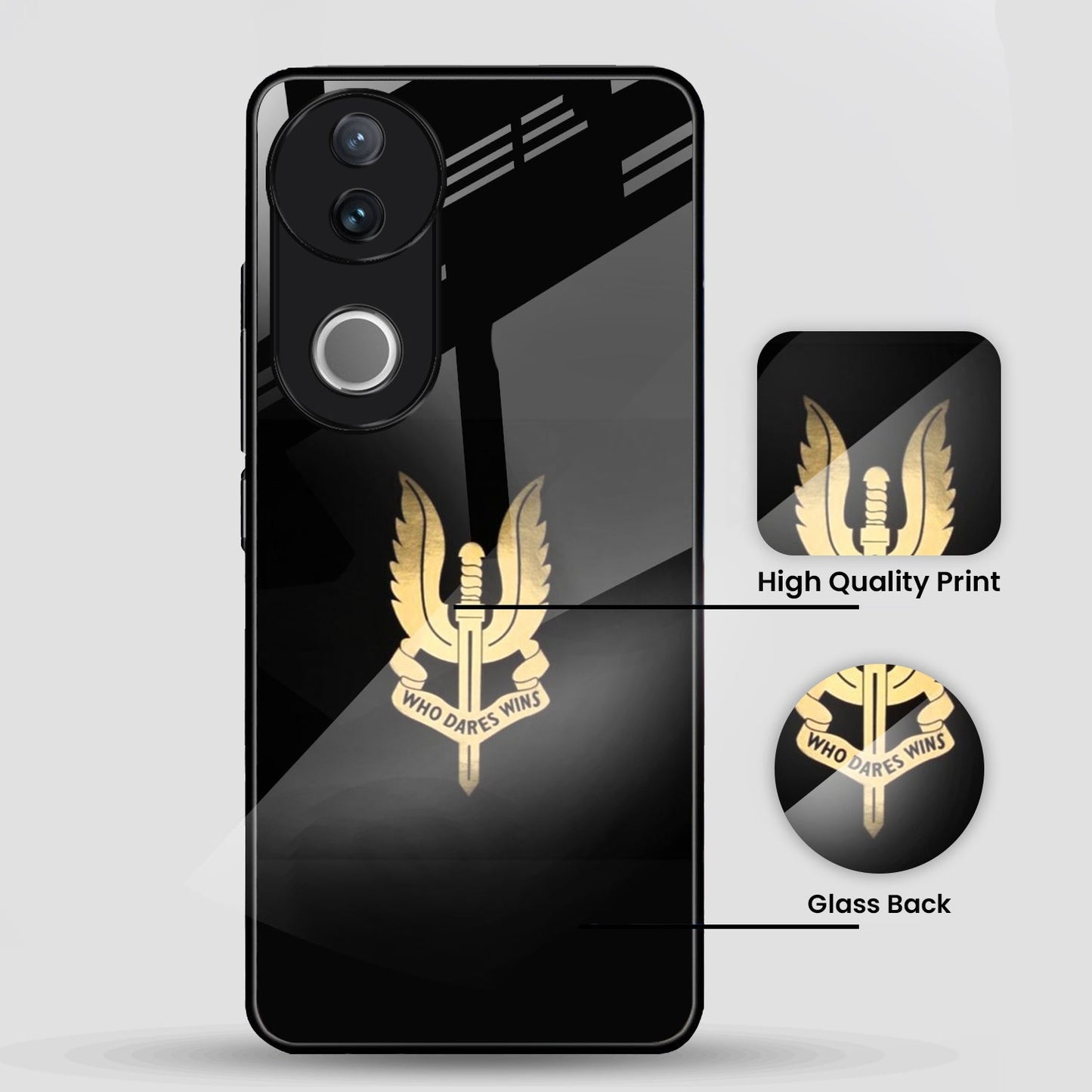 Vivo V50 5G Premium Acrylic Shockproof Glass Back Case (Dares Wins)