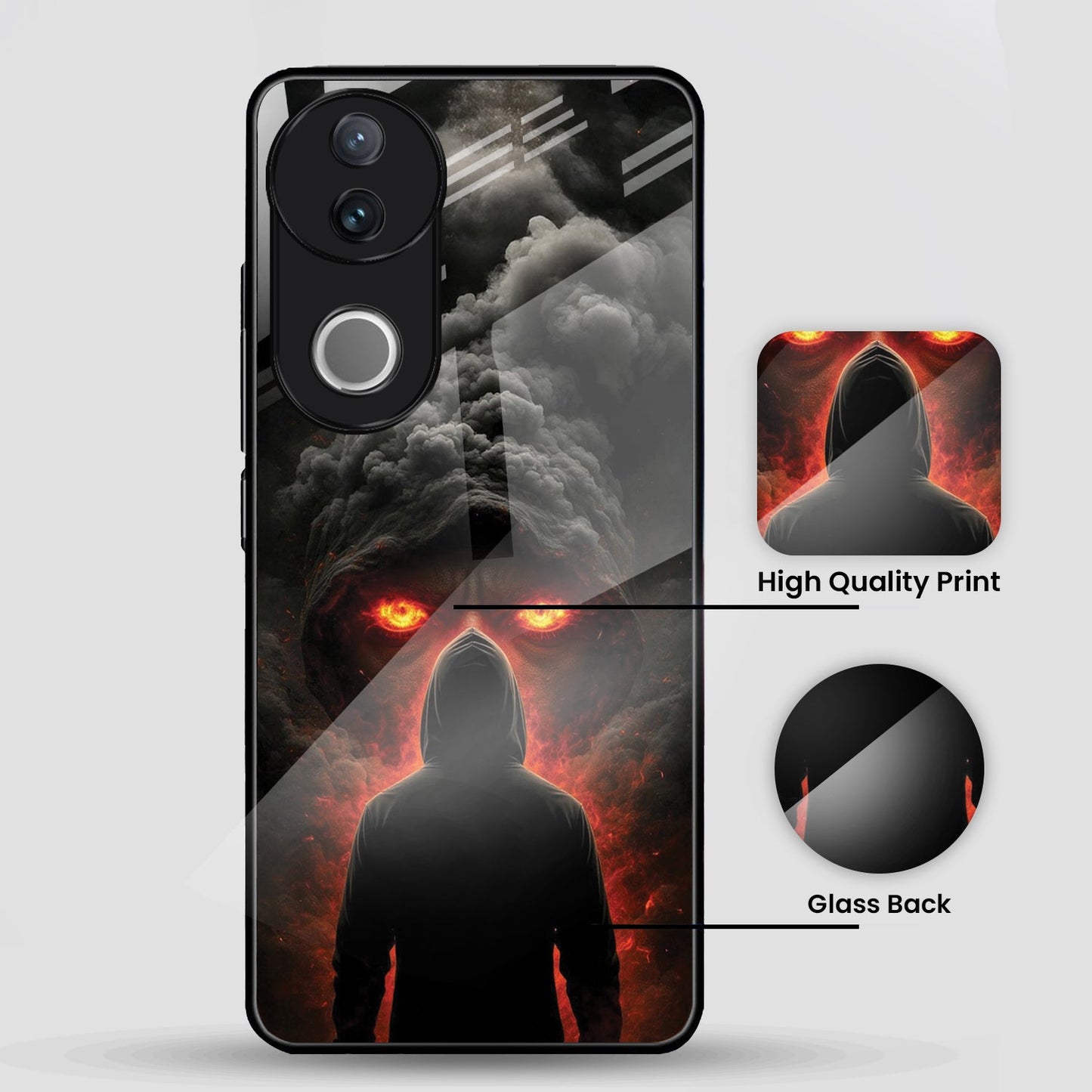 Vivo V50 5G Premium Acrylic Shockproof Glass Back Case (Dark Flame)