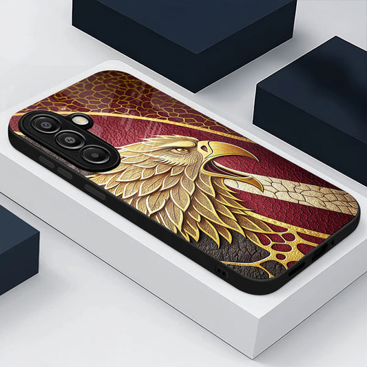 Samsung Galaxy A36 5G Premium Acrylic Shockproof Glass Back Case (Metallic Eagle)
