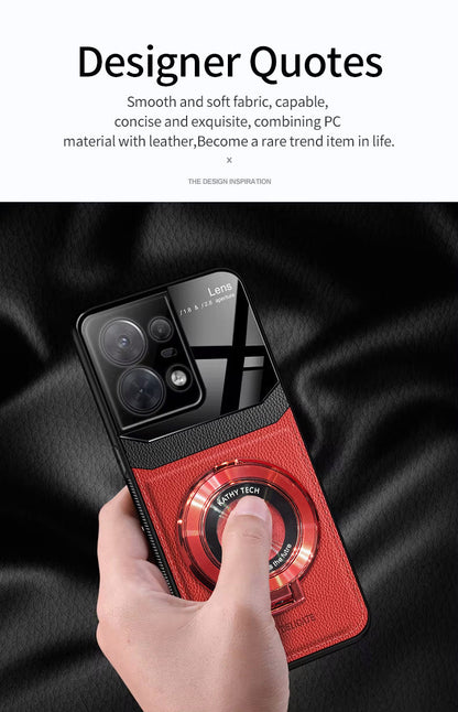 Motorola Edge 50 Pro 5G Original Luxury Leather Lens Magnifier Ring Stand Case
