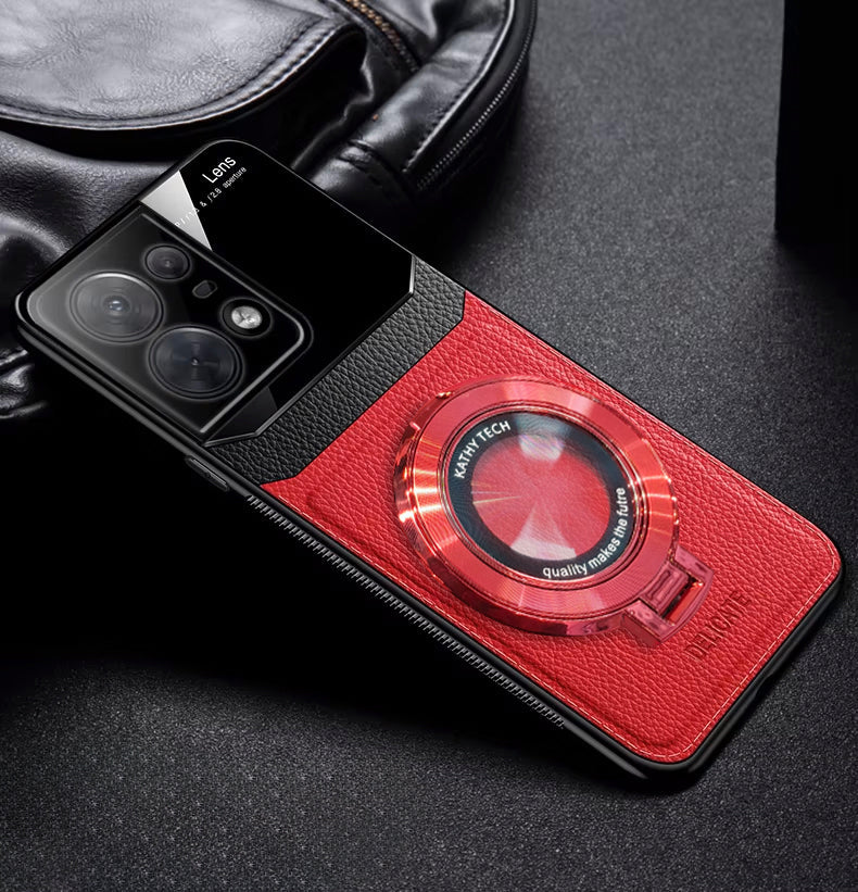 Motorola Edge 50 Pro 5G Original Luxury Leather Lens Magnifier Ring Stand Case