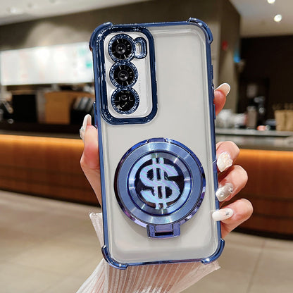 stylish oppo reno 12 transparent cover with blue edges