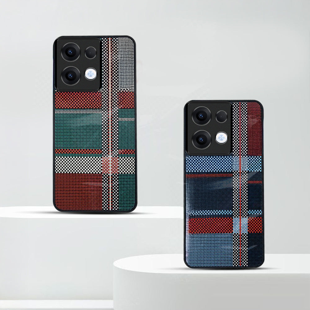 Oppo Reno13 5G Luxury Grid Pattern Glass Back Shockproof Case