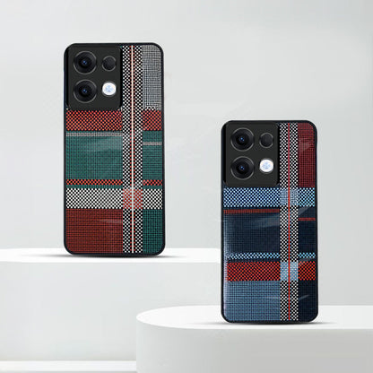 Oppo Reno13 5G Luxury Grid Pattern Glass Back Shockproof Case