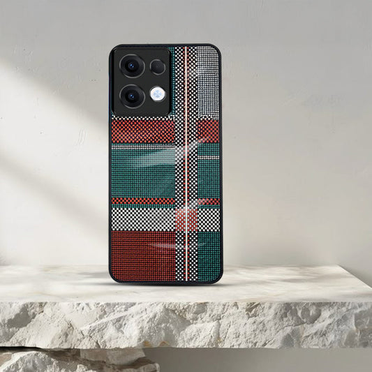 Oppo Reno13 5G Luxury Grid Pattern Glass Back Shockproof Case