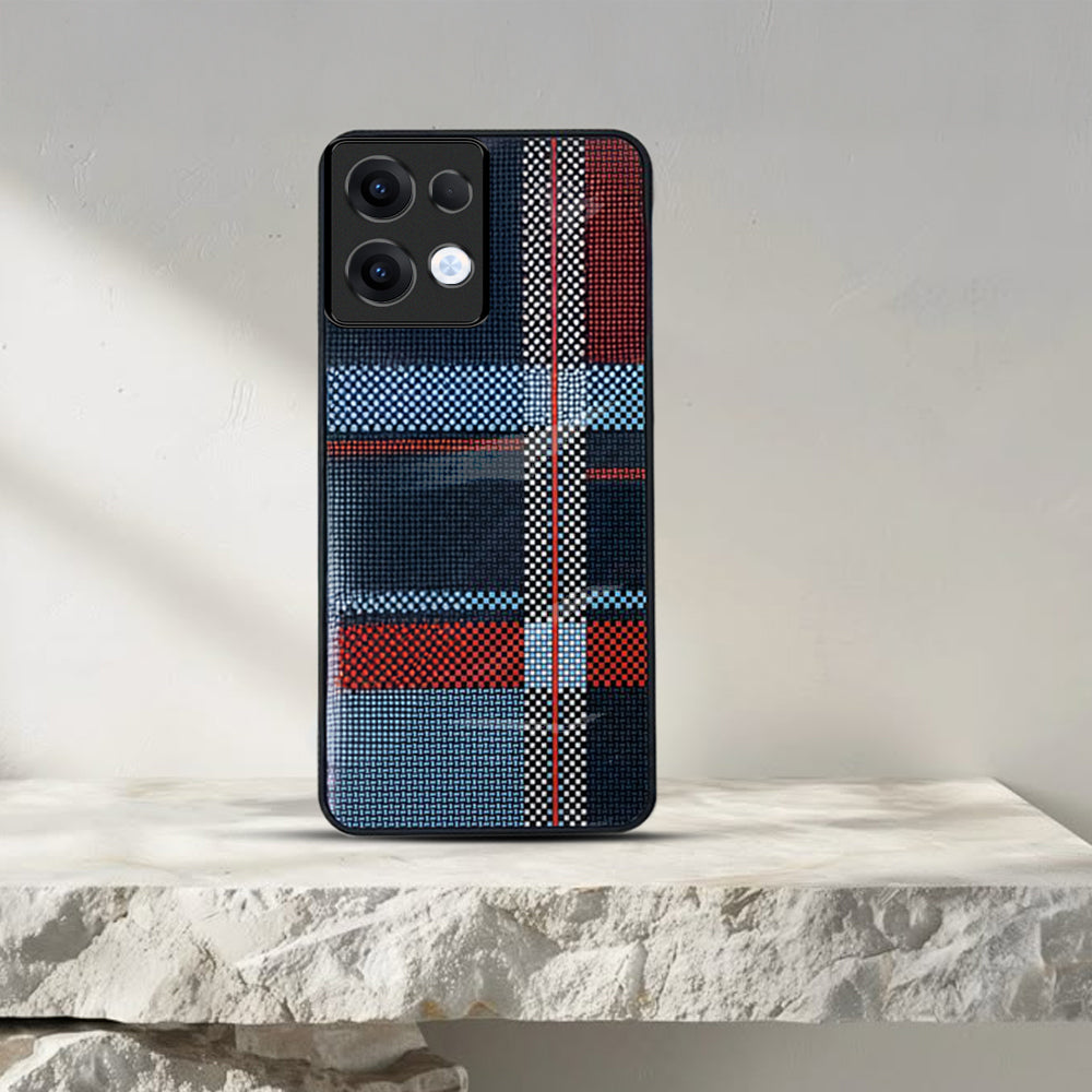 Oppo Reno13 5G Luxury Grid Pattern Glass Back Shockproof Case