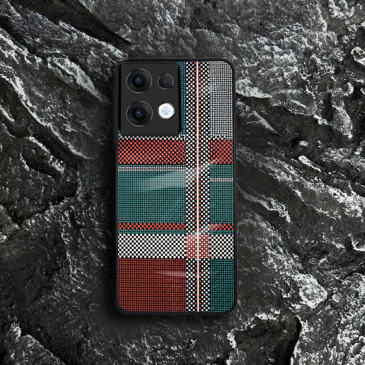 Oppo Reno13 5G Luxury Grid Pattern Glass Back Shockproof Case