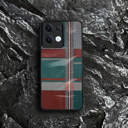 Oppo Reno13 5G Luxury Grid Pattern Glass Back Shockproof Case