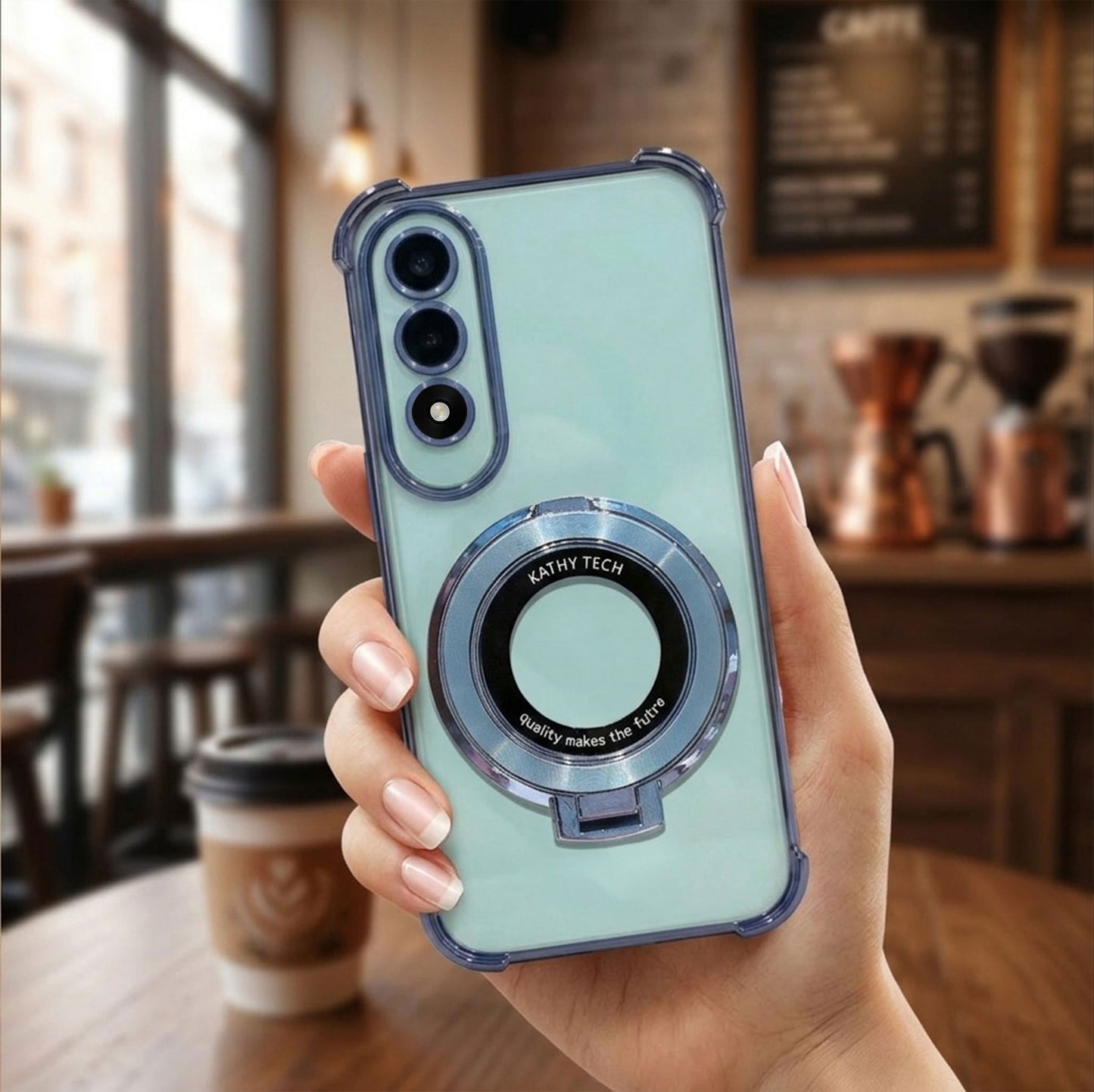 OnePlus Nord 5 5G Original Luxury Magnifier Ring Stand Shockproof Airbags Corner Case