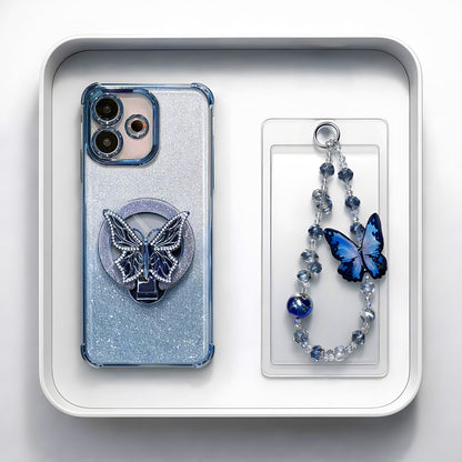 Oppo A5 Pro 5G Phone case with butterfly design and decorative string on a white background