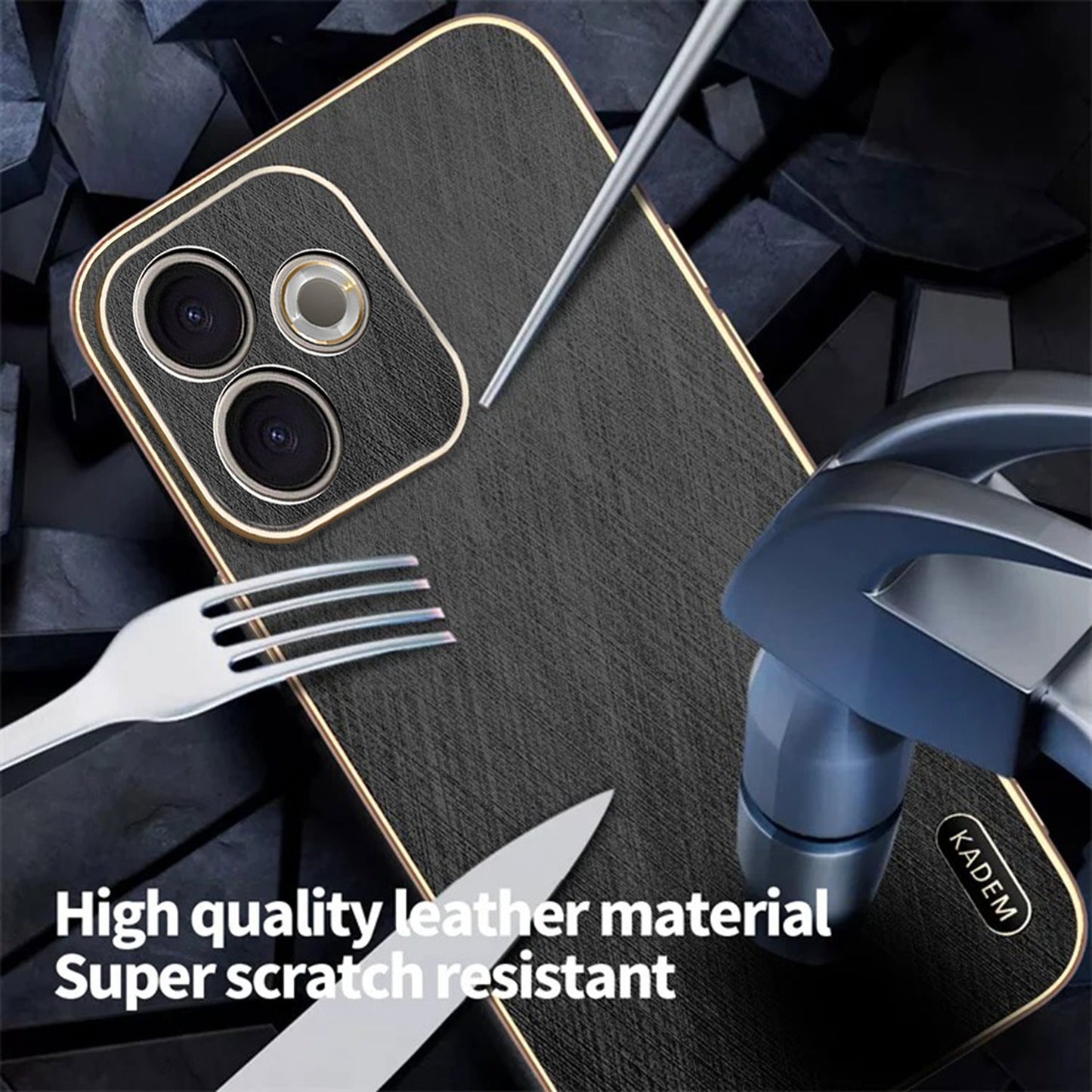 Oppo A5 Pro 5G Premium Electroplated Frame Gold Thread Pattern Soft Case