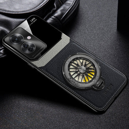 Oppo F25 Pro 5G Black Leather Lens Wheel Case