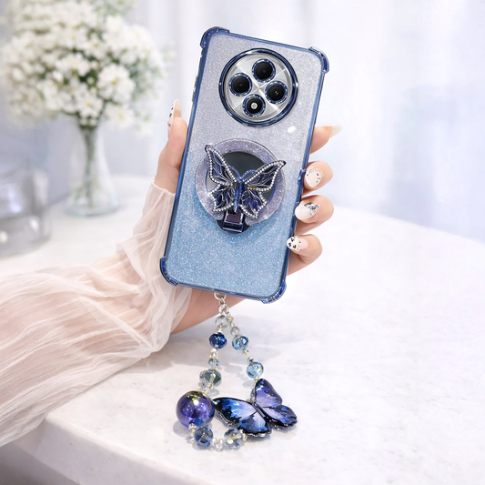 Oppo F27 Pro+ 5G Shockproof Butterfly Stand Case with Charm Strap