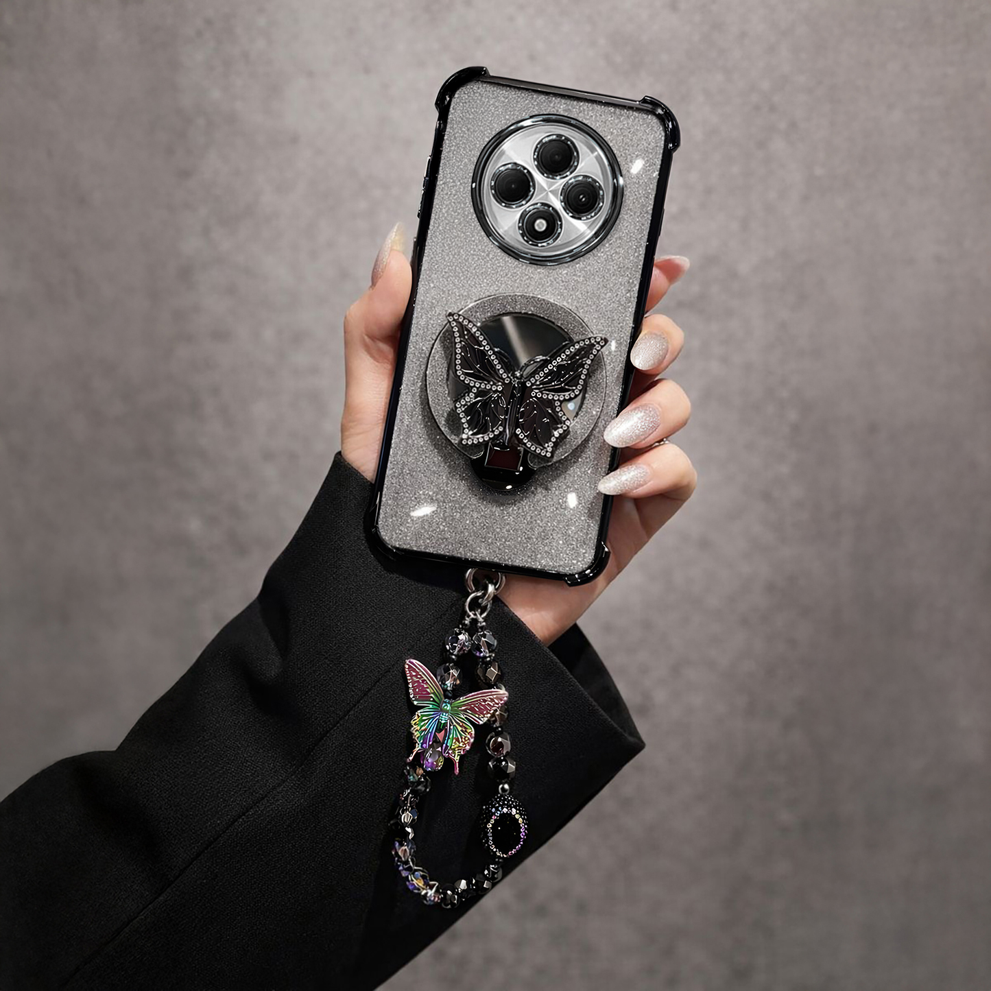 Oppo F27 Pro+ 5G Shockproof Butterfly Stand Case with Charm Strap