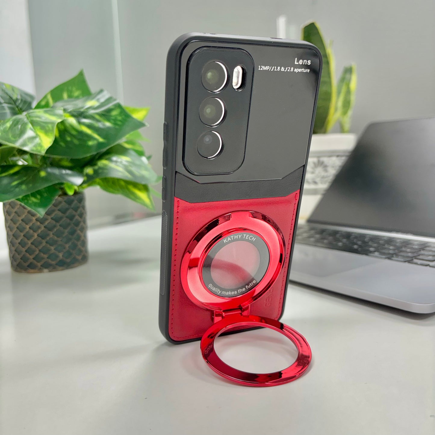 Oppo Reno 12 case with red stand